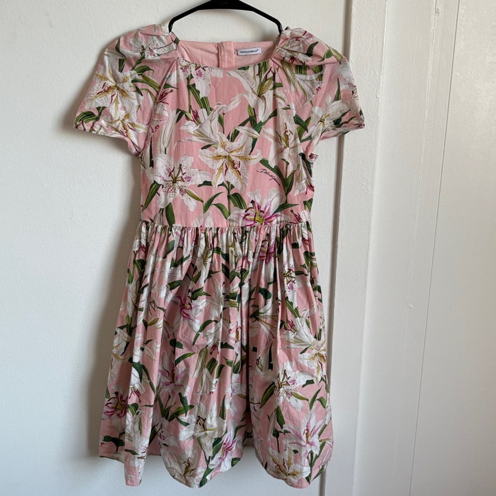 Dolce & Gabbana Pink Floral Midi Dress
